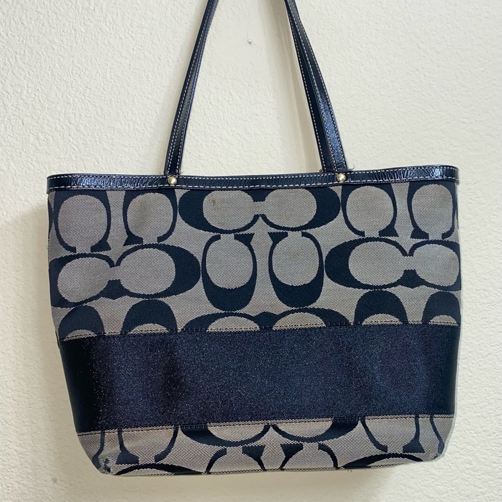 Coach - Vintage Luxury Black Canvas Stripe Tote